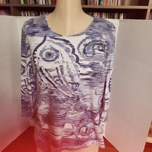 Rebecca Malone 1/4 Sleeves Blue/White Swirls PL